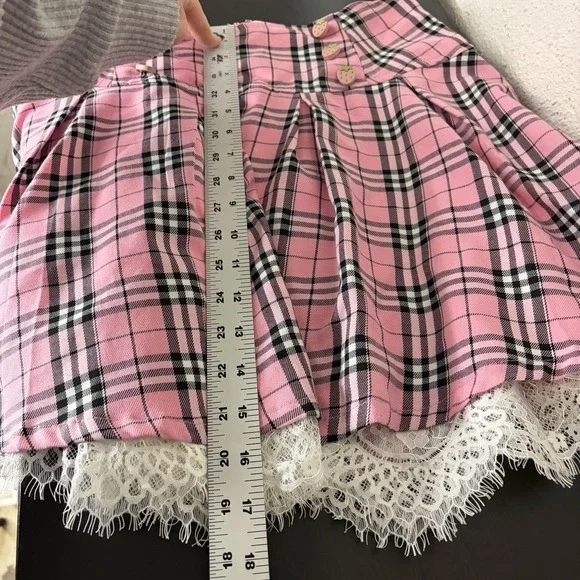Y2K Hot Topic Baby Pink Strawberry Button Lace Detail Pink Plaid Mini Skirt SM - Picture 8 of 8